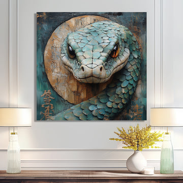 Green Snake Chinese Sign - Snake Wall Art Prints